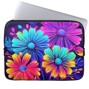 Housse Pour Ordinateur Portable Neon Llow Floral Imaginaire Art