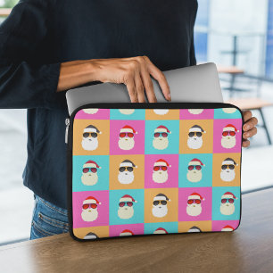 Housse Pour Ordinateur Portable Neon Père Noël avec lunettes de soleil Motif Cool 