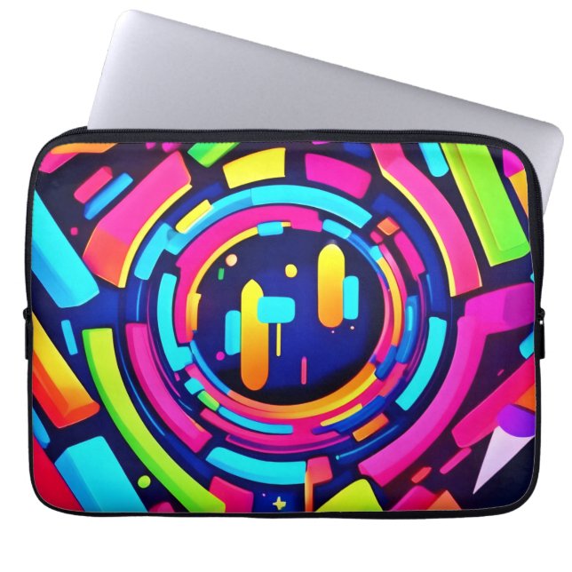 Housse Pour Ordinateur Portable Neon Pulse : une symphonie numérique (Devant)