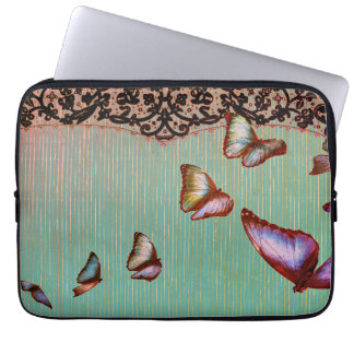 HOUSSE POUR ORDINATEUR PORTABLE NEOPRENE LAPTOP SLEEVE STRIPES VERT BUTTERFLIS