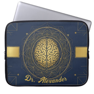 Housse Pour Ordinateur Portable Neurologie Élégante Or Anatomie du Cerveau Profe