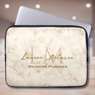 Housse Pour Ordinateur Portable Neutral Wildflower Monogram Business Style Laptop