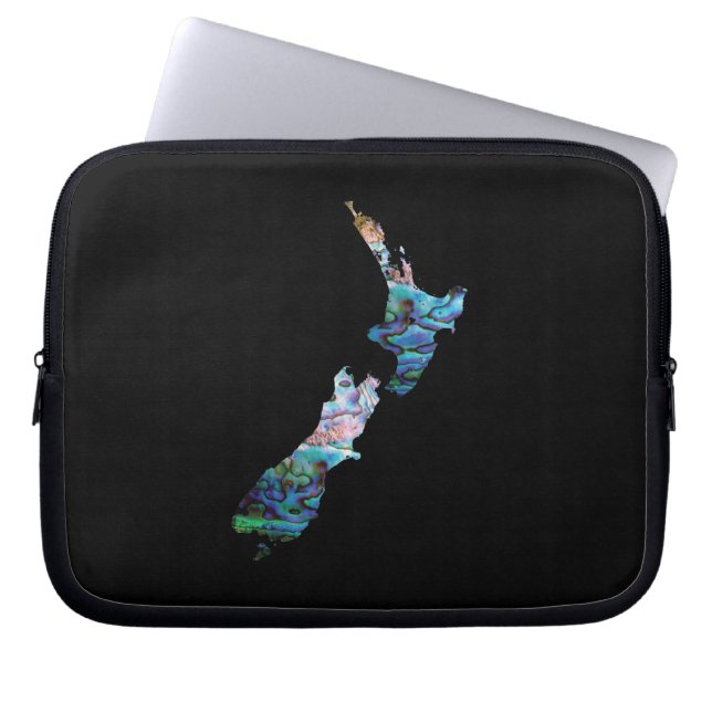 HOUSSE POUR ORDINATEUR PORTABLE NEW ZEALAND MAP PAUA (Devant)