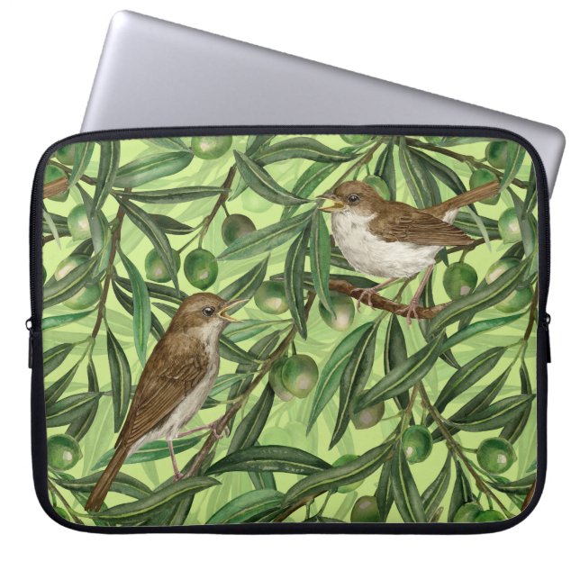 Housse Pour Ordinateur Portable Nightingales dans l'olivier 2 (Devant)