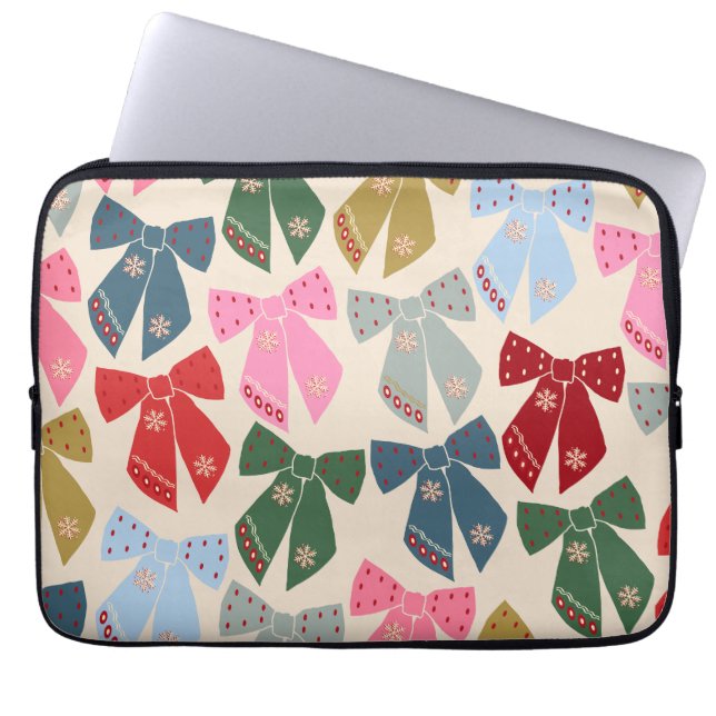Housse Pour Ordinateur Portable Noël Bows Coquette (Devant)