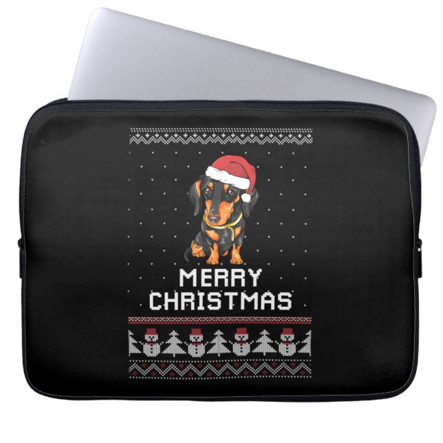 Housse Pour Ordinateur Portable Noël Dachshund (Devant)