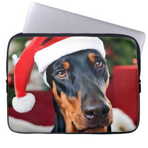 Housse Pour Ordinateur Portable Noël Doberman