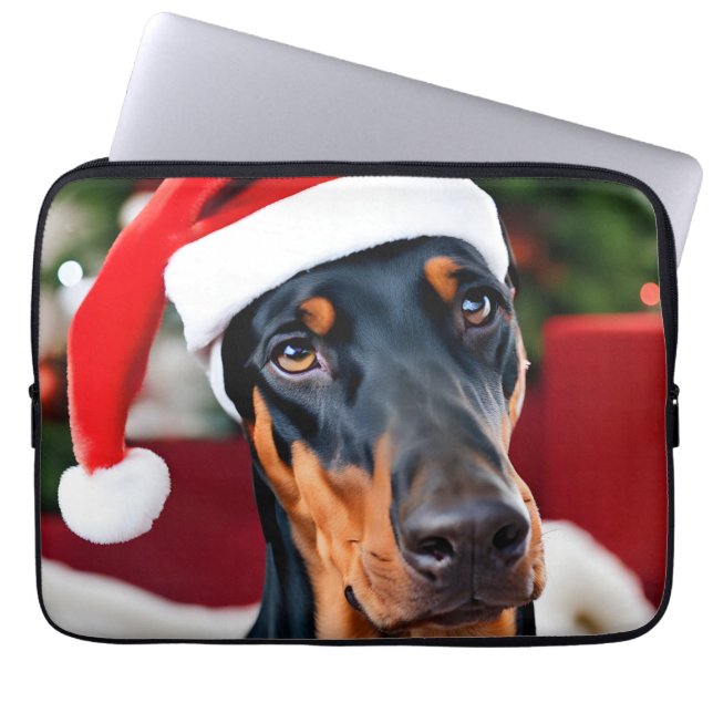 Housse Pour Ordinateur Portable Noël Doberman (Devant)