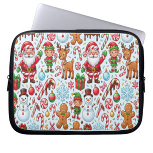 Housse Pour Ordinateur Portable Noël Rétro Vintage Canne à Sucre Rouge Merveilleux