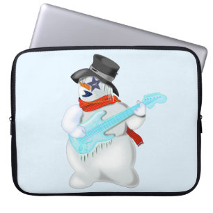 Housse Pour Ordinateur Portable Noël Snowman avec Guitare Laptop Sleeve Cadeau