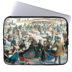 Housse Pour Ordinateur Portable Noël victorien Central Park Currier & Ives