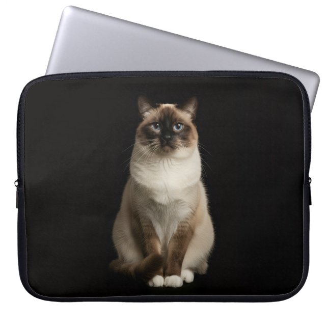 Housse pour ordinateur portable Noir 4 Luxe, Chat  (Devant)