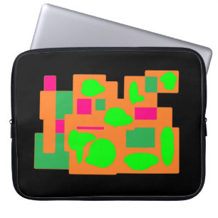 Housse Pour Ordinateur Portable Noir avec vert rose pêche bloc de conception à mot