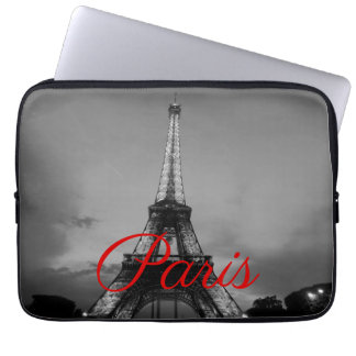 Housse Pour Ordinateur Portable Noir Blanc Paris Nuit Tour Eiffel européenne