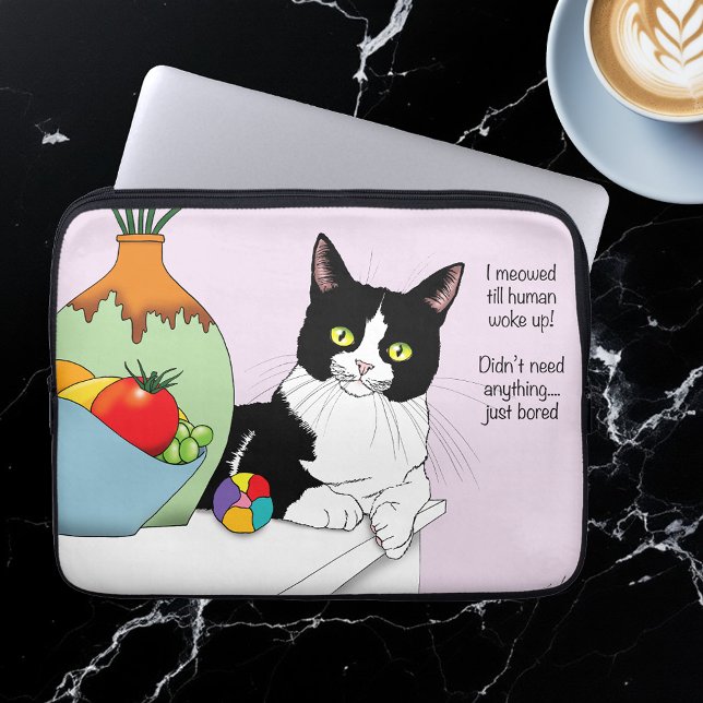 Housse Pour Ordinateur Portable Noir Blanc Tuxedo Funny Chat (Créateur téléchargé)