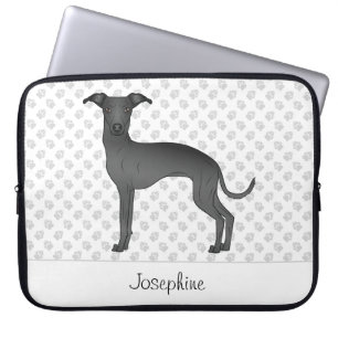 Housse Pour Ordinateur Portable Noir Italien Greyhound Cute Chien Avec Nom Personn