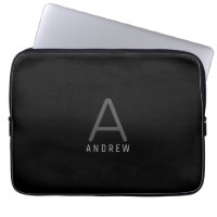 Noir moderne Monogramme simple Nom initial