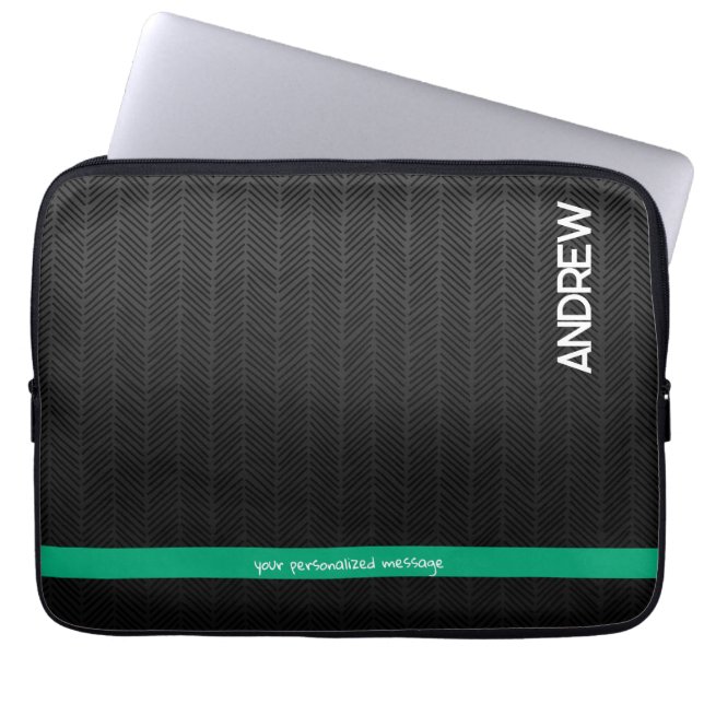 Housse Pour Ordinateur Portable Noir moderne personnalisé (Devant)