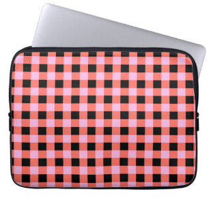 Housse Pour Ordinateur Portable Noir rose À damiers En vichy Motif