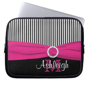 Housse Pour Ordinateur Portable Noir rose blanc avec manches d'ordinateur portable