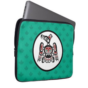Housse Pour Ordinateur Portable Noir rouge autochtone Kaigani Thunderbird