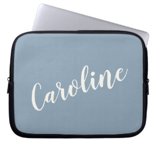 Housse Pour Ordinateur Portable Nom de calligraphie minimaliste personnalisé en bl