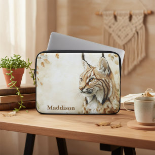 Housse Pour Ordinateur Portable Nom de la faune et de la flore Lynx des bois