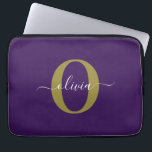 Housse Pour Ordinateur Portable Nom de script de monogramme personnalisé violet bl<br><div class="desc">Ce monogramme élégant et cette conception de nom de script élégant peuvent être offerts en cadeau pour un anniversaire, un mariage, une douche de mariée, un anniversaire, la fête des mères ou toute autre occasion. Il peut être personnalisé avec l'initiale et le nom de la personne. Vous pouvez changer la...</div>