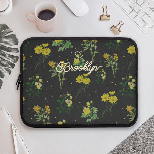 Housse Pour Ordinateur Portable Nom de script personnalisé Motif floral