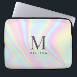 Housse Pour Ordinateur Portable Nom du monogramme holographique<br><div class="desc">Hologramme Holographique coloré Holographique Personnalisé Monogramme Nom Portable Sleeve. Ajoutez votre nom,  votre monogramme ou vos initiales.</div>