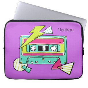 Housse Pour Ordinateur Portable Nom et couleur personnalisés Casette Tape Manches