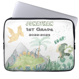 Housse Pour Ordinateur Portable Nom Étiquette Cute Dinosaur Retour À L'École