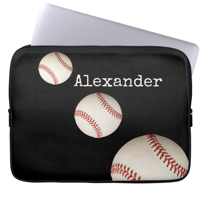 Housse Pour Ordinateur Portable Nom monogramme baseball sport noir (Devant)