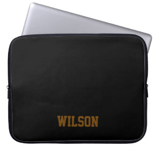 Housse Pour Ordinateur Portable Nom monogramme élégant noir & gris