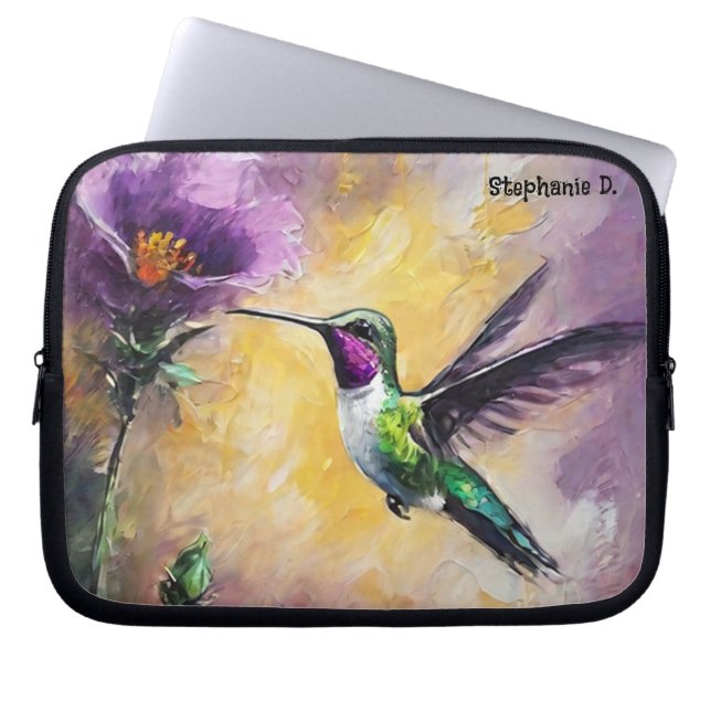 Housse Pour Ordinateur Portable Nom personnalisé Aquarelles Colibri (Devant)