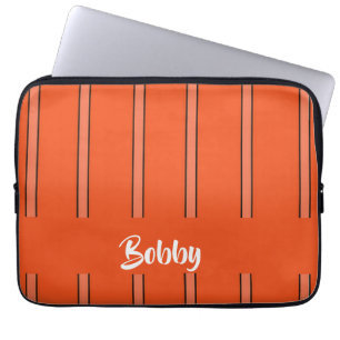 Housse Pour Ordinateur Portable Nom personnalisé bandes orange