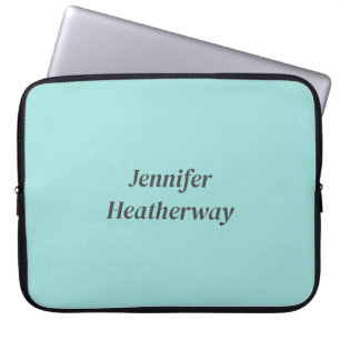 Housse Pour Ordinateur Portable Nom personnalisé bleu aqua minimaliste