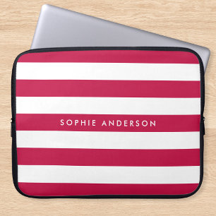 Housse Pour Ordinateur Portable Nom personnalisé Couleurs et rayures blanches modi