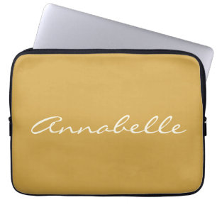 Housse Pour Ordinateur Portable Nom personnalisé écriture manuscrite jaune élégant
