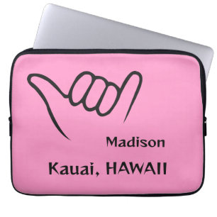 Housse Pour Ordinateur Portable Nom personnalisé, emplacement et couleur Shaka