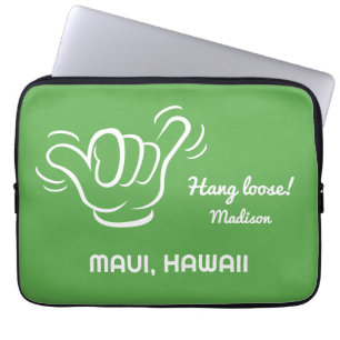Housse Pour Ordinateur Portable Nom personnalisé, emplacement et couleur Shaka