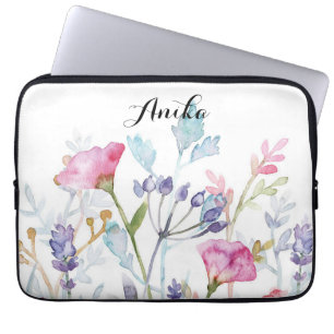 Housse Pour Ordinateur Portable Nom personnalisé fleur sauvage