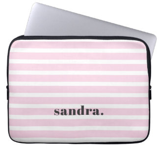 Housse Pour Ordinateur Portable Nom personnalisé gras rayures rose clair Personnal
