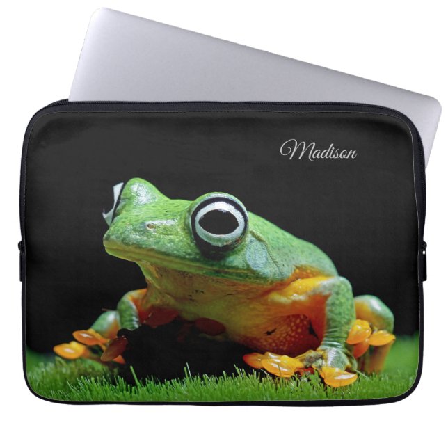 Housse Pour Ordinateur Portable Nom personnalisé Grenouille (Devant)