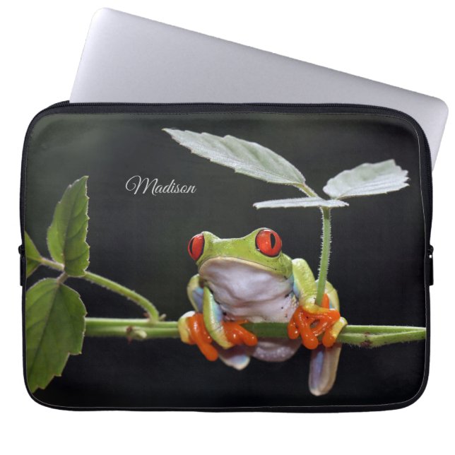 Housse Pour Ordinateur Portable Nom personnalisé Grenouille (Devant)