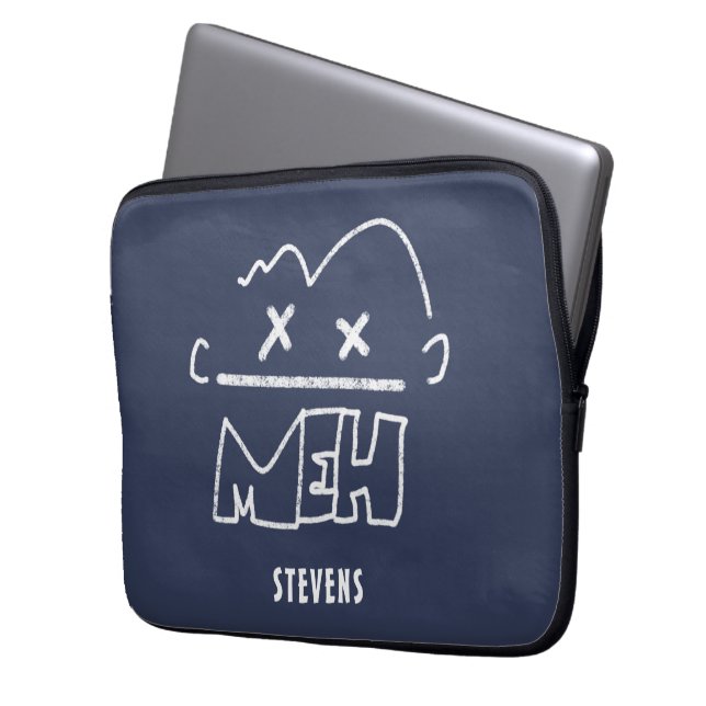 Housse Pour Ordinateur Portable Nom personnalisé Meh Funny Face Emoji (devant gauche)