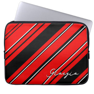 Housse Pour Ordinateur Portable Nom Personnalisé Modèle, Noir, Rouge Et Blanc Grat