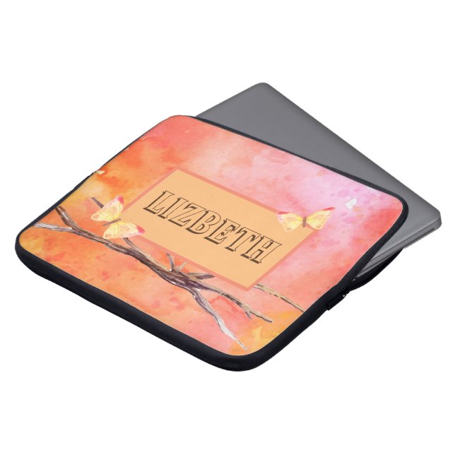 Housse Pour Ordinateur Portable Nom personnalisé Orange (Devant haut)