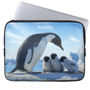 Housse Pour Ordinateur Portable Nom personnalisé Pingouins mignons