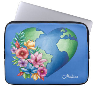 Housse Pour Ordinateur Portable Nom personnalisé Planet Earth Heart